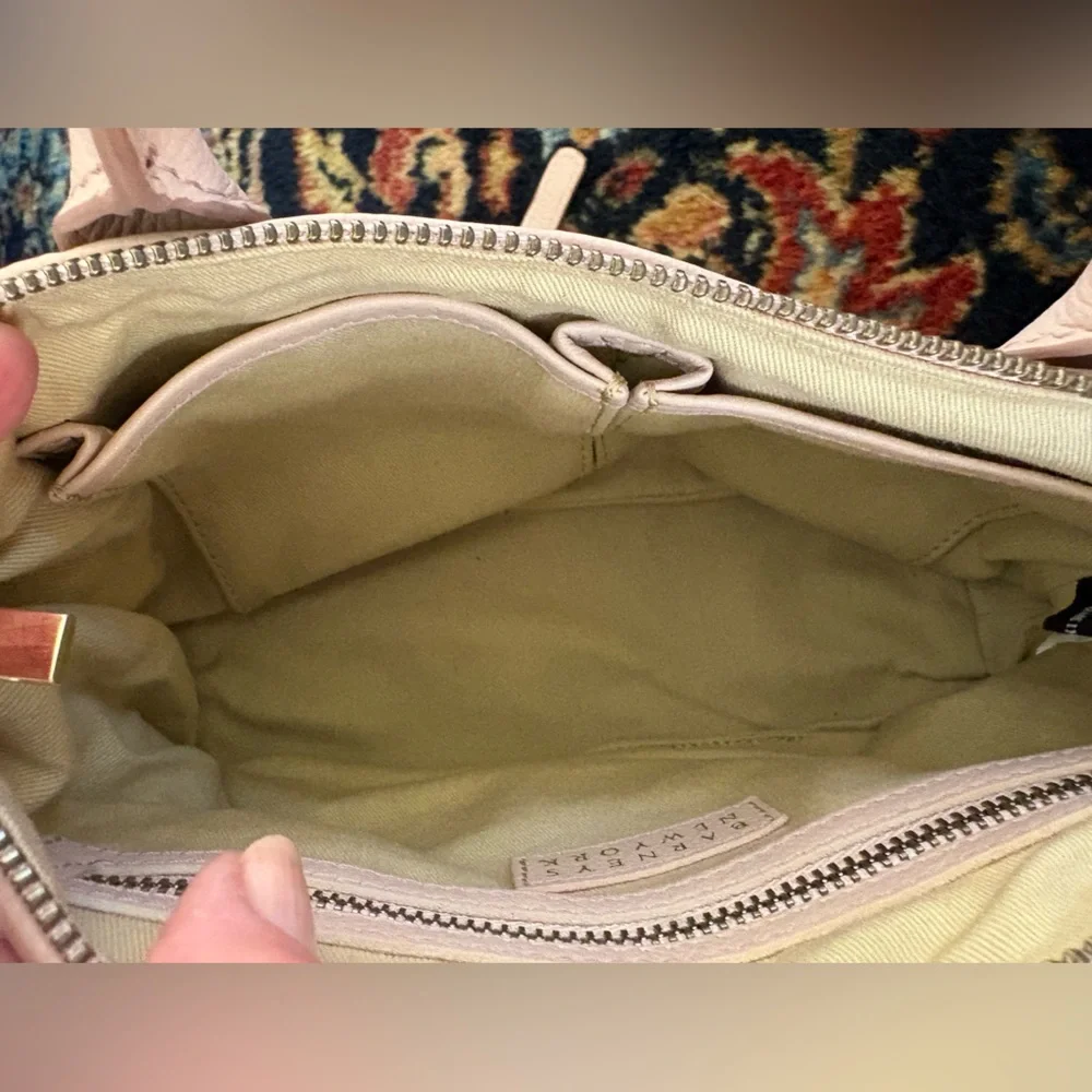 Barney’s New York Blush Pink Pebbled Leather Satchel Gold Hardware
